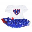 American's Birthday White Baby Bodysuit Patriotic American Star Pettiskirt & 1st Birthday Number American Star Heart JS4484